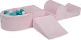 MeowBaby® Foam Speelset met ballenbak Roze incl 100 Ballen: Wit, Turquoise, Transparant