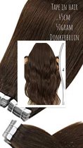 Tape Extensions Tape In Hair Extensions 45cm 50gram donker bruin