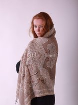 1001musthaves.com Wollen dames sjaal in lichte bruin-beige tinten 70 x 180 cm