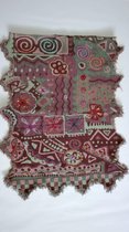 1001musthaves.com Wollen dames sjaal met franjes rondom in bruin roze lila en groen 70 x 180 cm