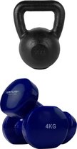 Tunturi - Fitness Set - Vinyl Dumbbell 2 x 4 kg - Kettlebell 16 kg