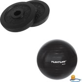 Tunturi - Fitness Set - Halterschijven 2 x 2,5 kg - Gymball Zwart 55 cm