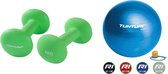 Tunturi - Fitness Set - Neopreen Dumbbellset 2 x 4 kg - Gymball Blauw 75 cm