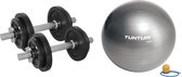 Tunturi - Fitness Set - Halterset 20 kg incl 2 Dumbbellstangen  - Gymball Zilver 90 cm