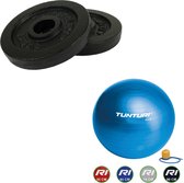 Tunturi - Fitness Set - Halterschijven 2 x 1,25 kg - Gymball Blauw 65 cm