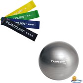 Tunturi - Fitness Set - Weerstandsbanden 4 stuks - Gymball Zilver 55