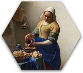 Schilderij Het melkmeisje - Johannes Vermeer - Rijksmuseum - Dibond - Hexagon - zeshoek - 35 x 35 cm