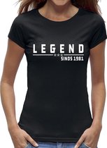 40 jaar verjaardag t-shirt vrouwen / kado cadeau tip / dames maat S / Legend 1981