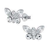 Joy|S - Zilveren Vlinder oorbellen 12 x 8 mm kristal
