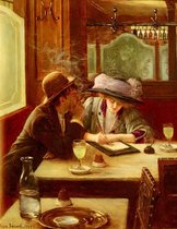 Jean Béraud, De brief, 1908 op canvas, afmetingen van dit schilderij zijn 45 X 100 CM