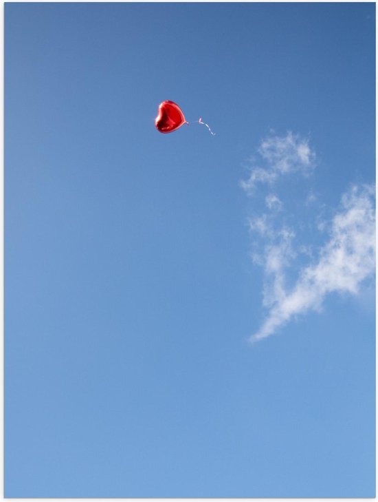 Poster – Hart Vormige Ballon in de Blauwe Lucht - 30x40cm Foto op Posterpapier