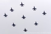 Schilderij F-16 vliegtuigen in formatie - Plexiglas - Koninklijke Luchtmacht - 50 x 35 cm