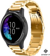 Stalen Smartwatch bandje - Geschikt voor  Garmin Venu stalen band - goud - Strap-it Horlogeband / Polsband / Armband