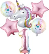 Set van 6 Stuks Unicorn / Eenhoorn ballonnen Verjaardagsfeestje Decoraties ( 1 jaar)