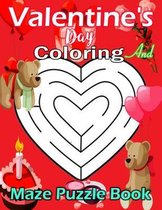 valentine's day Coloring And Maze Puzzle Book: Heart Cut Outs Coloring Pages and Activity Book