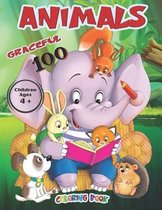Graceful Animals 100 Coloring Book Children Ages 4+