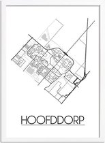 Hoofddorp Plattegrond poster A2 + fotolijst wit (42x59,4cm) - DesignClaud