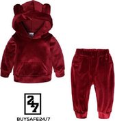 Velvet hoodie set Rood |  12 - 18 maanden | Baby set | BuySafe24/7