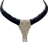 Buffelschedel Gegraveerd uit Bali XL - Buffelschedel - Skull - Echte Skull - Wanddecoratie - Muurdecoratie - Skull Ibiza - Bali - 90 cm
