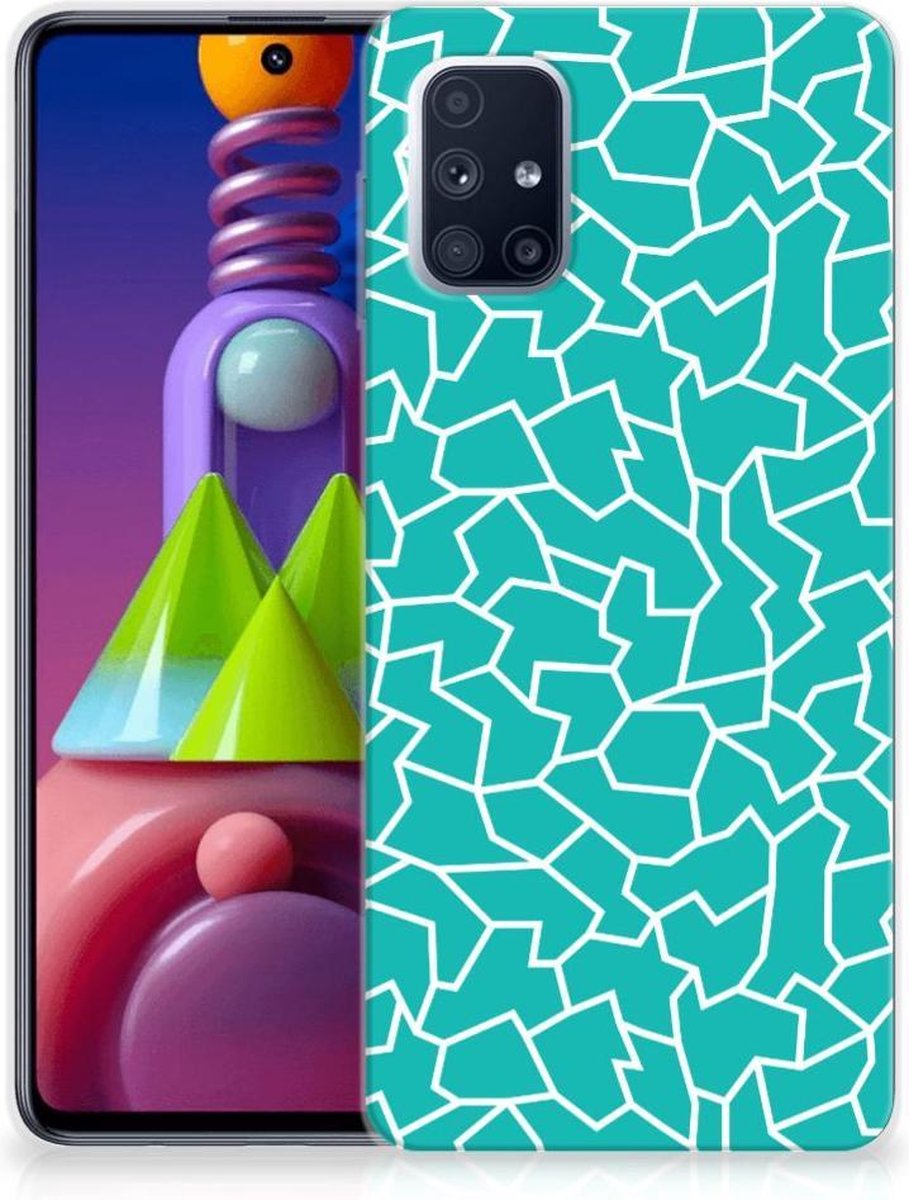 Samsung Galaxy M51 Hoesje maken Cracks Blue