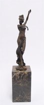 Dansende naakte dame - Bronzen beeld - Klassiek sculptuur - 36,6 cm hoog