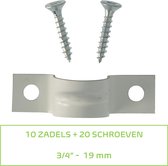 PLIEGER metalen zadel | 3/4" - 19 mm | 10 stuks + 20 schroeven voor montage