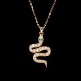 Slangen ketting | met steentjes | goud gekleurd