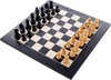 Afbeelding van het spelletje Luxe ingelegd schaakbord 40x40 zwart/hout met schaakstenen