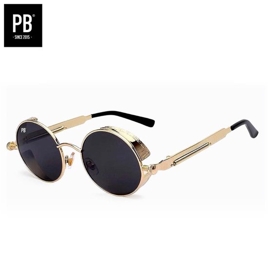 PB Sunglasses - Steampunk. - Zonnebril heren en dames - Goud metalen frame - Festival bril - Steampunk bril