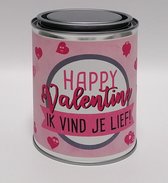 Valentijn - cadeau blik vruchtenhartjes "Happy Valentine" ik vind je lief