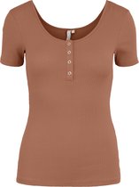 Pieces T-shirt Pckitte Ss Top Noos Bc 17101439 Copper Brown Dames Maat - XS