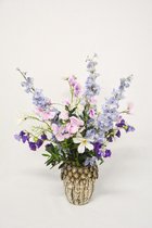 Zijde bloem boeket - Kunstbloemen - Plukboeket - Inclusief vaas