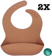 2x Lexilou Slab / BIB siliconen - Duo pack - Pastel brown / Nude bruin