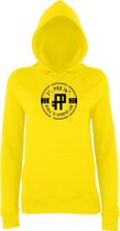 FitProWear  Hoodie Dames Badge - Geel  - Maat XXL - Dames  - Trui - Slim Fit - Slim Fit Trui - Getailleerde trui - Trui getailleerd - Sporttrui - Sweater - Hoodie - Katoen / Polyes