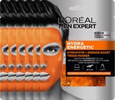 L’Oréal Paris Men Expert Hydra Energetic Gezichtsmasker - 20 stuks - Voordeelverpakking