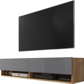 Maison’s Tv meubel – Tv Kast meubel – Tv meubel – Tv Meubels – Tv meubels Hout – Eiken hout  – Bruin – Grijs – No LED – Wander – 140x30x32,5