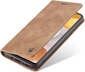Samsung Galaxy S21 Ultra Bookcase hoesje - CaseMe - Effen Tan - Kunstleer