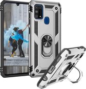 Samsung Galaxy M31 Hoesje - Anti-Shock Hybrid Armor met Kickstand Ring - Grijs