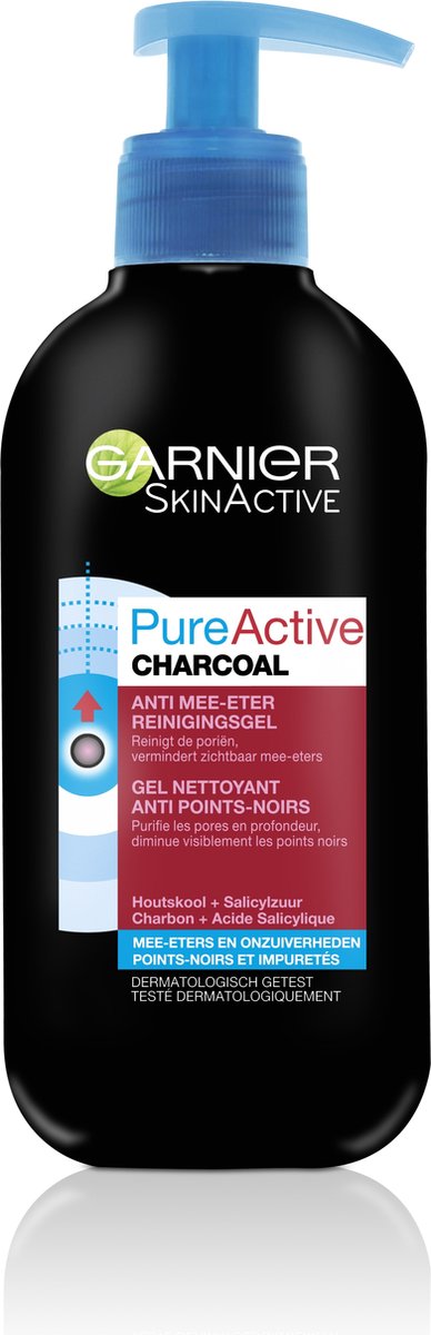 Garnier SkinActive Fure Active 3-in-1 Charcoal Gezichtsreiniger - 200 ml - Anti mee-eters - Garnier