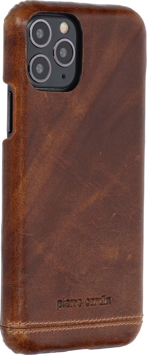 Bruin hoesje van Pierre Cardin - Backcover - iPhone 11 Pro - Genuine leather - Echt Leer