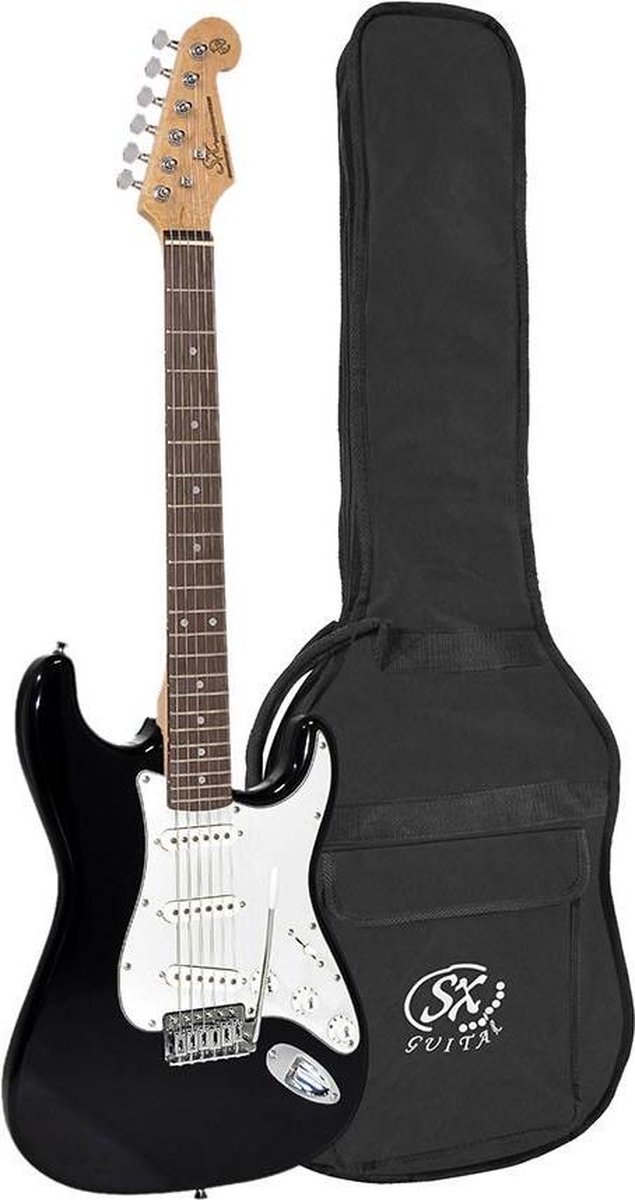 Elektrische gitaar SX - Gitaar voor volwassenen - stratocaster gitaar - Zwarte elektrische gitaar - Gitaar met tas - Elektrische gitaar met tas - starter gitaar