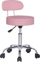 Stoel, rolkruk, werkkruk, werkstoel, draaikruk roze. In hoogte verstelbaar. Zithoogte 46-59 cm