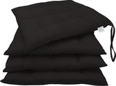 Stoelkussen - Zitkussen - Zwart - Eetkamer - Stoelkussens - Binnen - Stoelkussen 40x40 - 4 Stuks