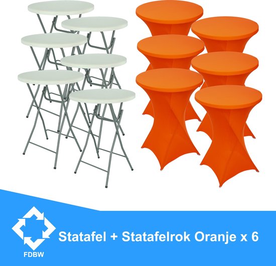 Brasq Statafelrok Oranje - ∅80-74 X110 Cm - Statafelhoes Extra Stretch Voor Statafel Bartafel