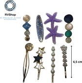 Leuke Set Meisjes Haarspelden - 8 Stuks - Haarclip - Haarsieraad - Haarklem - Haarspeld - Haarschuifje - Schuifspeldjes - Haaraccessoires - Parels - Goud - Paars - Groen - Blauw - Dames Meisj