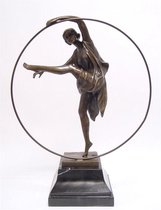 Beeld brons - danseres op voetstuk - sculptuur - decoratief - Dans - 47 cm hoog