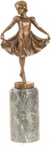 Beeld Liselotte - Brons - decoratief - Meisje op sokkel - 31,4 cm hoog