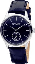 Olympic OL21HSL003 Napoli Horloge - Leer - Blauw - 42mm