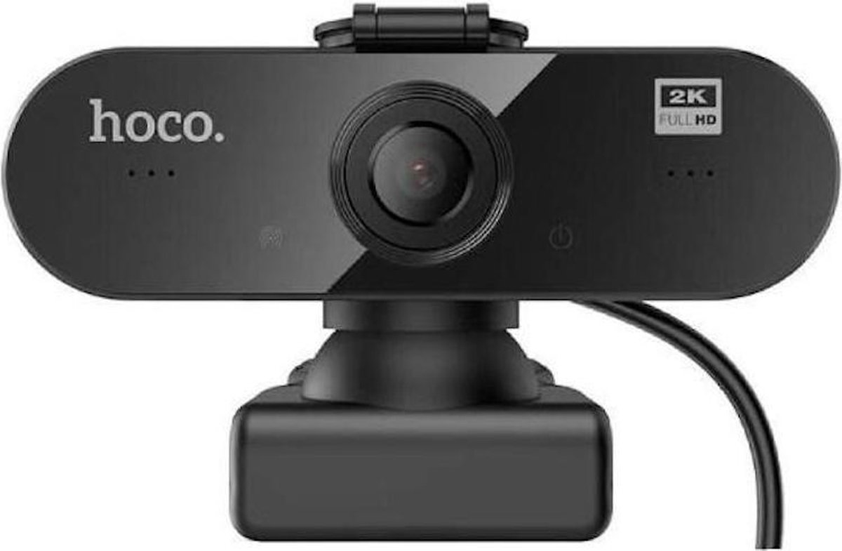 Hoco DI06 - Webcam voor PC met Microfoon - 2K HD - Webcam Cover - 1.5 meter - Zwart