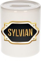 Sylvian naam cadeau spaarpot met gouden embleem - kado verjaardag/ vaderdag/ pensioen/ geslaagd/ bedankt